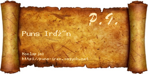 Puns Irén névjegykártya